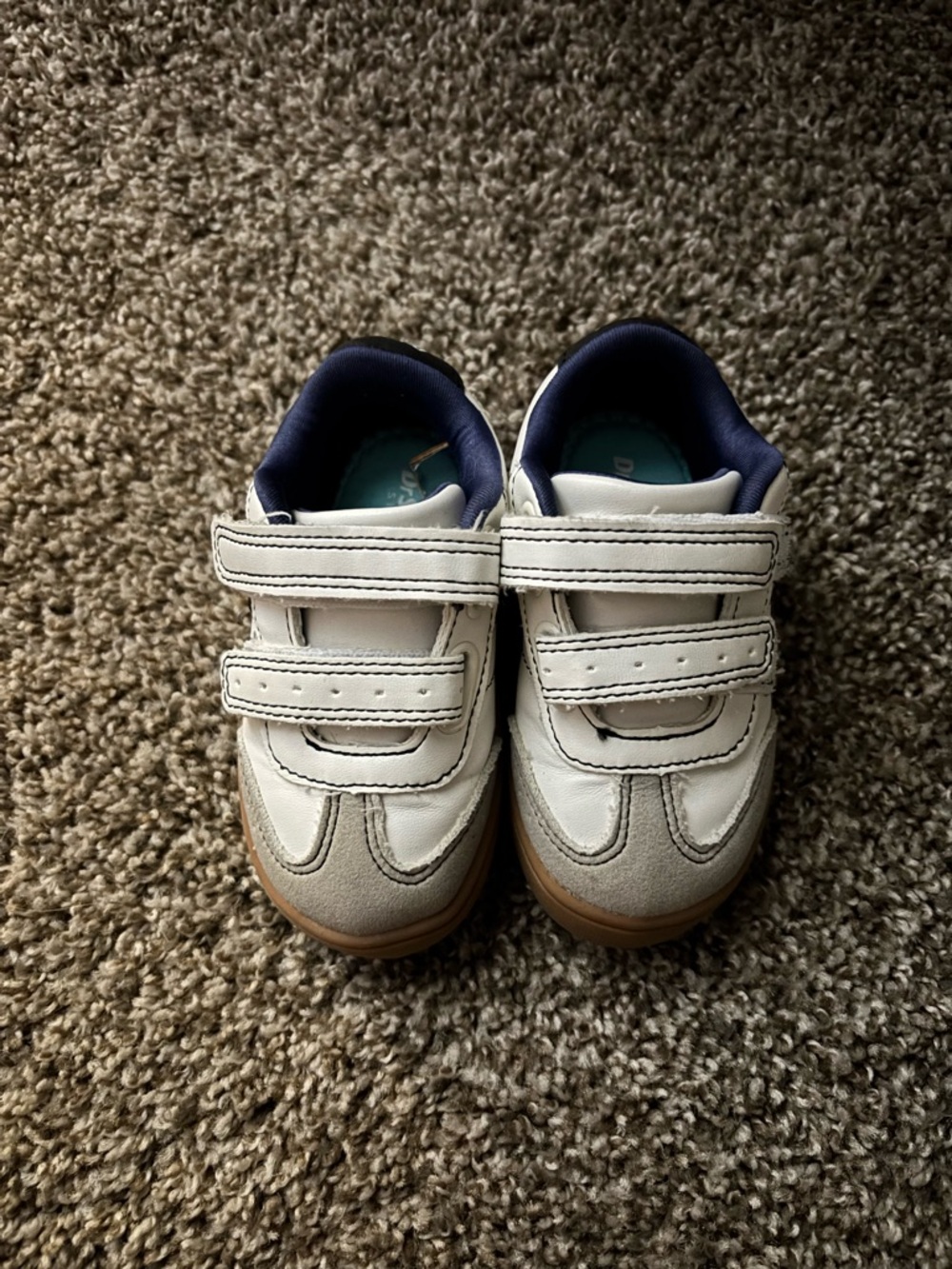 Dr. Scholl's White and Navy Kids Velcro Sneakers